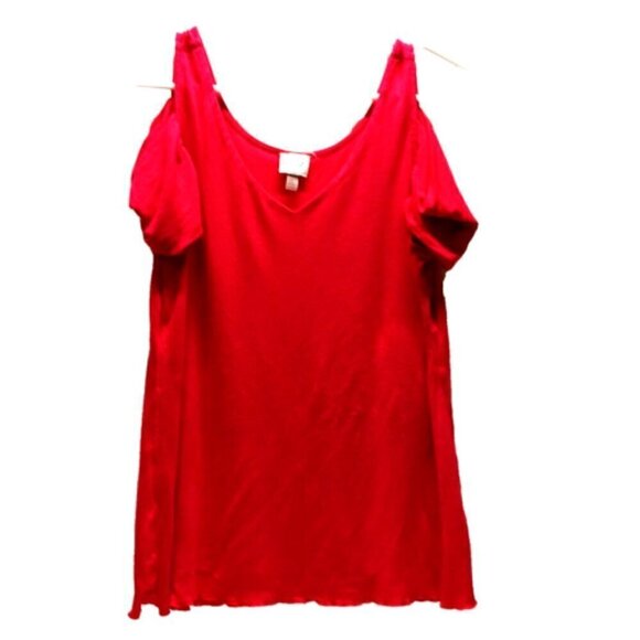 Cupio Open Shoulder Cold Shoulder Tee Blouse Top Magenta Size Medium EUC - Picture 1 of 5